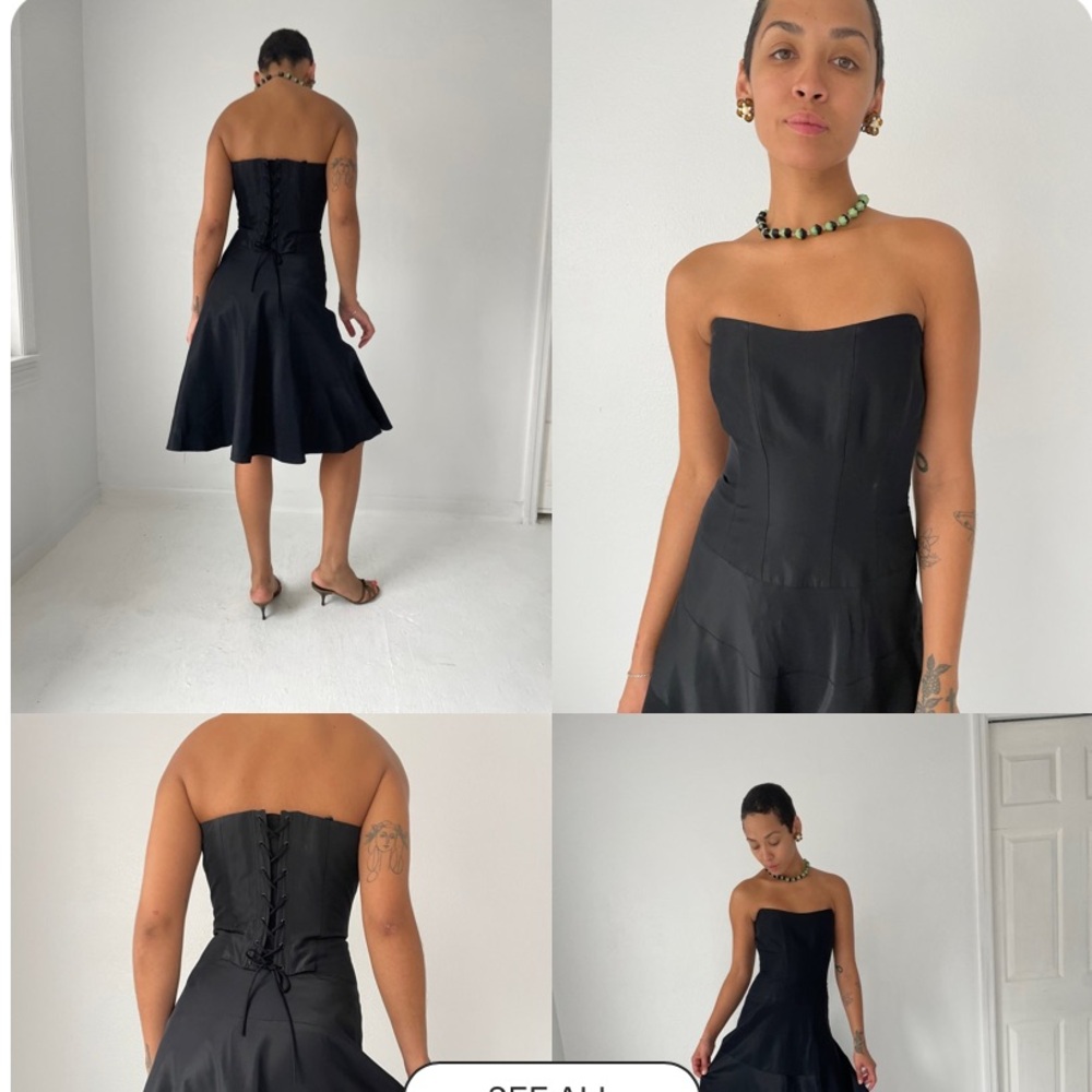 Nicole Miller Corset Black Strapless Dress